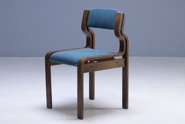 Set of 4 chairs designed by Ludvík Volák for Dřevopodnik Holešov, color ''sea''