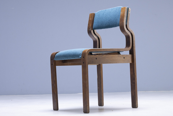 Set of 4 chairs designed by Ludvík Volák for Dřevopodnik Holešov, color ''sea''
