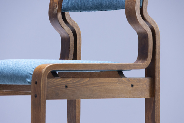 Set of 4 chairs designed by Ludvík Volák for Dřevopodnik Holešov, color ''sea''