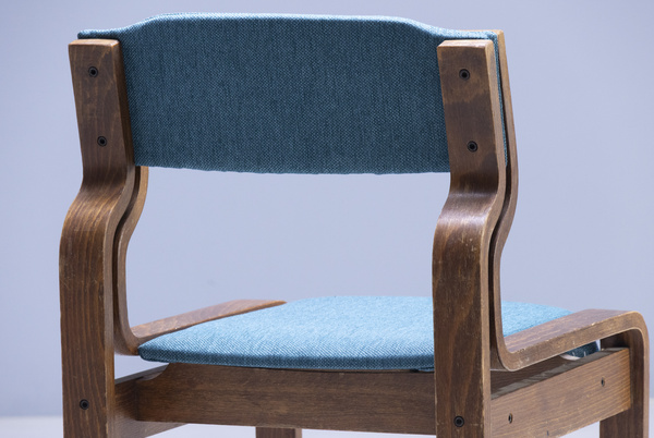 Set of 4 chairs designed by Ludvík Volák for Dřevopodnik Holešov, color ''sea''